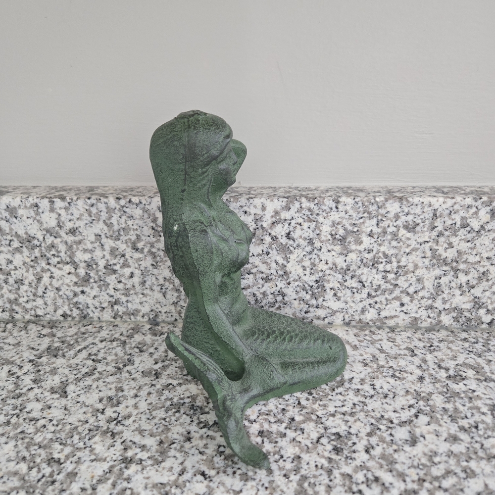Cast Iron Green Mermaid Figurine - Picture 4 of 9